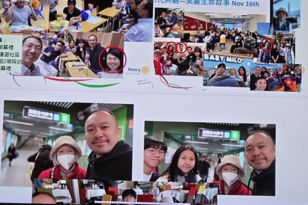 會上播出同學參與跨代共融活動的相片