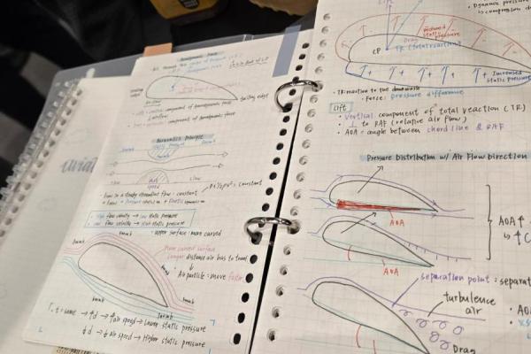 其中一位同學對航空有濃厚興趣，亦曾參與I CAN FLY活動，因此早已自製筆記